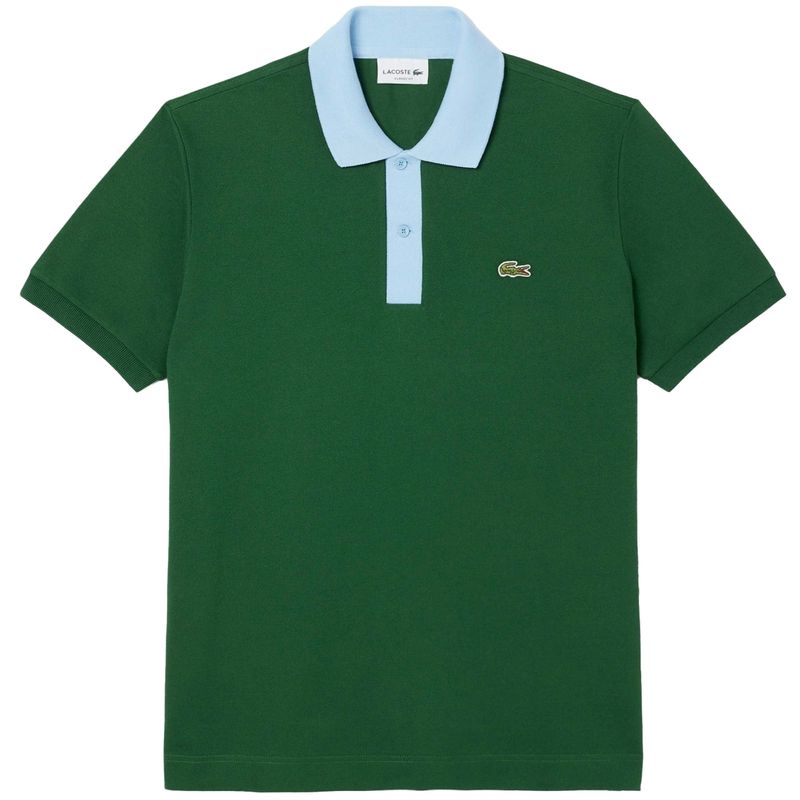 Lacoste Mens Contrast Collar Polo Shirt  Green